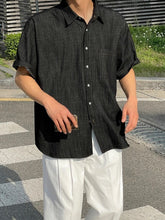 Threebooy Casual New Men's Denim Shirt Short Sleeve Single Breasted Design Lapel Trend Fashion Loose Casual Male Top 2024 Summer